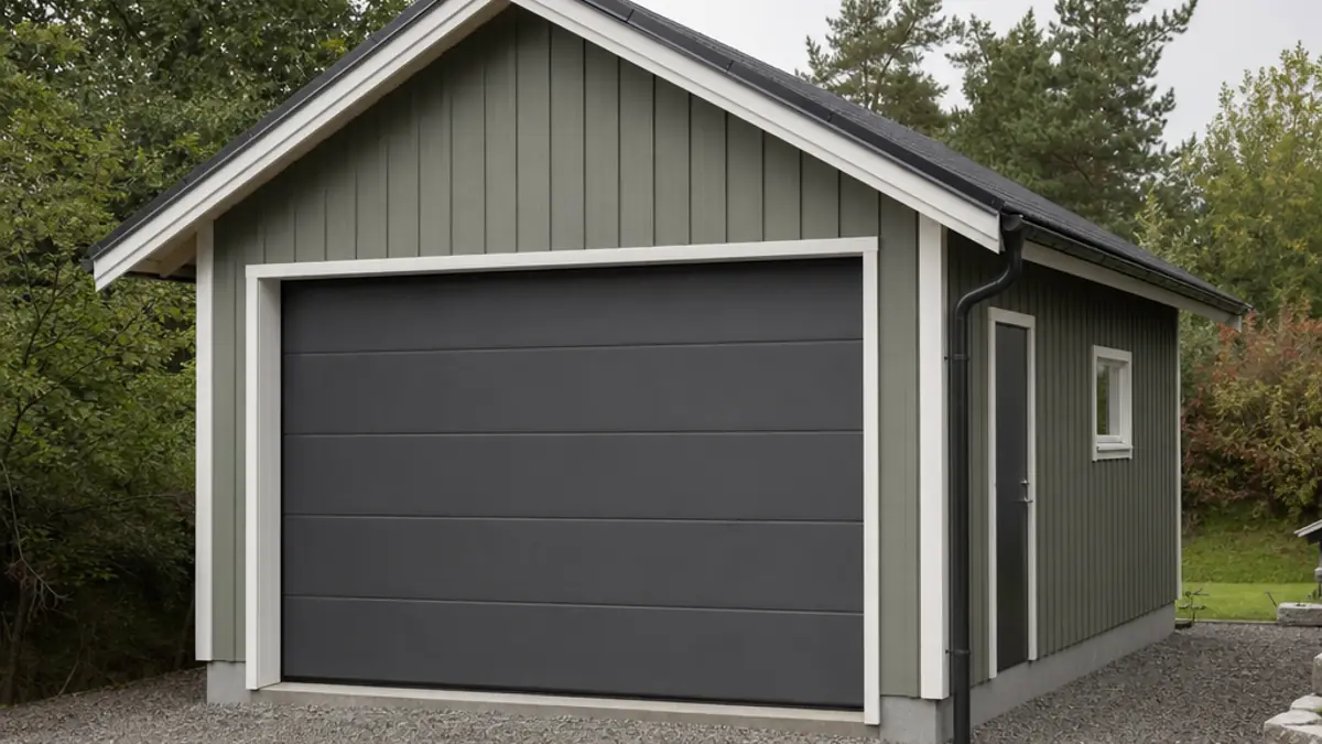 Sektionsport på fristående garagebyggnad